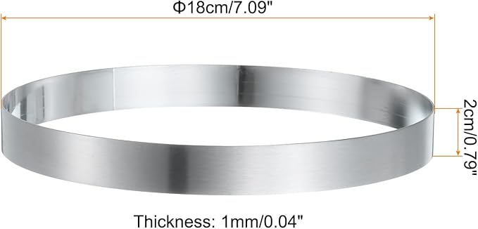 HARFINGTON 2Pcs Round Cake Ring 7.09 x 1 Inch Seamless Stainless Steel Pastry Mousse Dessert Ring Mirror Coating for Baking Cooking English Muffins Crumpet Making Tool