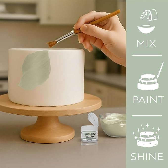 Luster Dust - Chrysanthemum Green (4g 1x Jar) | Edible Vegan Dust & Paint for Cake Decorating, Ice Cream, Desserts, Cocktails and Beverages by Bakell
