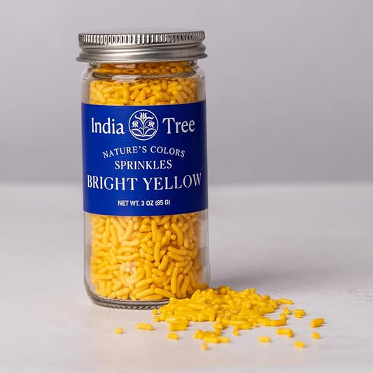 Bright Yellow Sprinkles – Vegan, Non‑GMO, Dye‑Free, Allergen‑Free, 3 oz Jar – India Tree Nature’s Colors