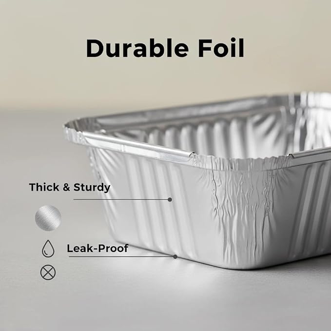 100 Pack 2 Lb Aluminum Loaf Baking Pans, 8.5” x 4.5” x 2.5” Heavy Duty Disposable Loaf Pans,Foil Bread Pans for Baking Holiday Treats Food Storage and Takeout