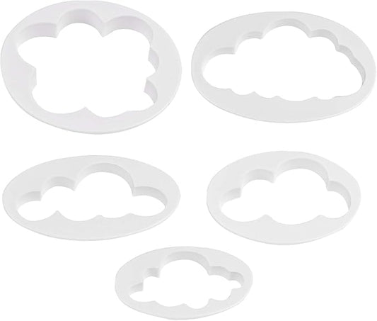 CEYAZYE 5PCS Cloud Fondant Cutter, Cake Cookie Sugar Craft Mold | Plastic Fluffy Cloud Cutter Shapes Molds, Different Cake Decorating Tools Pattern for Creative Baking and Crafts