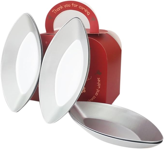 Oval Tart Molds, Aluminum Boat Shape Tart Pans, Canoe Tartlet Tins Bakware Tool for Tarts, Pie, Quiches - 10Pcs, Silver