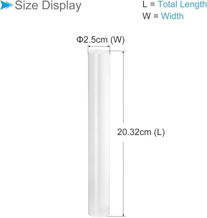 Acrylic Clay Roller, 8 Inch Length 1 Inch Dia., Acrylic Non-Stick Rolling Pin Roller Transparent - (Applications: for Shaping Sculpting)