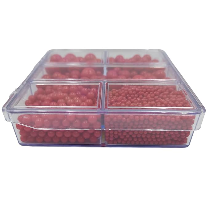 Red Pearl Sprinkles for Cake Decorating, 4 Sizes Mix Size Sugar Pearls for Cupcake Topper, Ice Cream, Donuts, Baking Decoratings (2mm, 4mm, 7mm, 10mm)