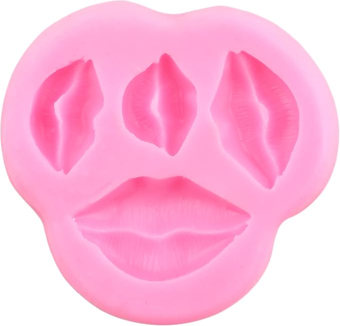 ZiXiang Makeup Theme Silicone Molds Valentine's Day Fondant Molds Kiss Lips Lipstick Perfume Eyelash Brush Mold For Candy Chocolate Cake Decorating Cupcake Topper Gum Paste Polymer Clay Set Of 5