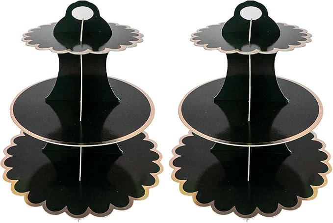 2 PACK Cardboard Cake Stand, 3 Tier Paper Dessert Round Cupcake Holder Tower Disposable Pastry Stand for Birthday, Afternoon Tea,Wedding Party Anniversary Christening Fruit Desserts Display…