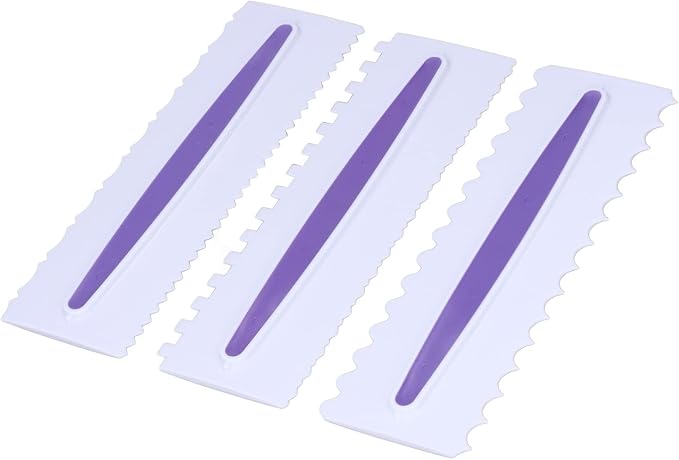 3 Pack Cake Scraper Set Plastic Icing Smoother with Glossy Finish for Cake Decorating Edge Design
