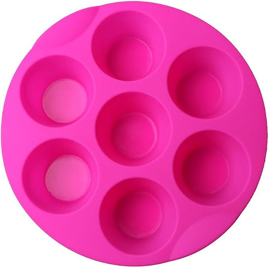 SHEbaking Silicone Muffin Pans for Air Fryer 7 Cavity Muffin Tray Cupcake Pan Nonstick Brownie Cake Mold Round Pudding Recipe Tray Bakeware