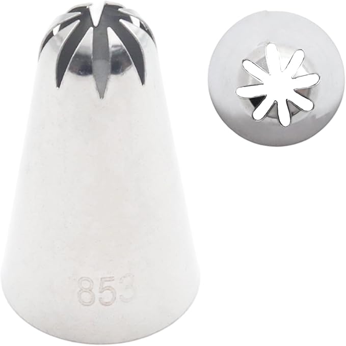 Piping Tip of Model 853, Stainless Steel Icing Nozzles | Cake Baking Tools for Buttercream, Birthday Cake, Cookie Icing, Cupcake or DIY Art (853)