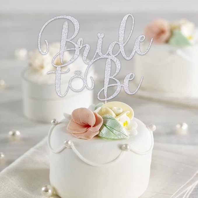 Silver Glitter Bride to Be Cake Topper - Bridal Shower Cake Topper,for Wedding Shower;Engagement;Bachelorette;Hen Party Decorations (silver)