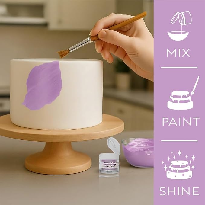 Luster Dust - Lavender Purple (4g 1x Jar) | Edible Vegan Dust & Paint for Cake Decorating, Ice Cream, Desserts, Cocktails and Beverages by Bakell