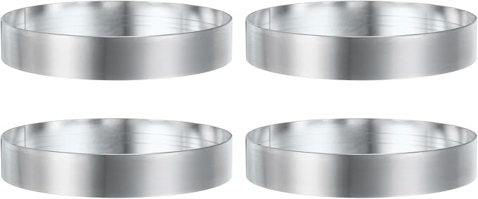 HARFINGTON 4Pcs Round Cake Ring 4.33 x 1 Inch Seamless Stainless Steel Pastry Mousse Dessert Ring Mirror Coating for Baking Cooking English Muffins Crumpet Making Tool