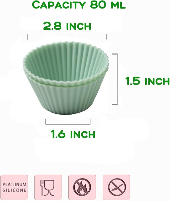 16 Pack Silicone Cupcake Liners, Reusable Muffin Cups for Baking Cake Molds, Muffin Liners, Dishwasher Safe Standard