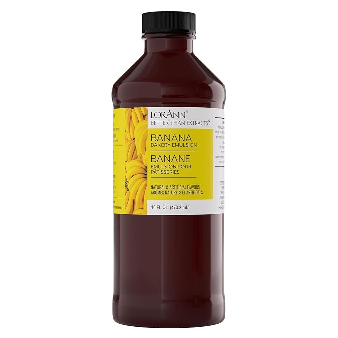 Lorann Oils Banana Bakery Emulsion: True Banana Emulsion, Ideal for Boosting Fruit Tones in Cakes, Cookies & Desserts, Gluten-Free, Keto-Friendly, Banana Extract Substitute Essential for Your Kitchen
