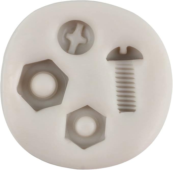 Screw Nut Silicone Mold Hand Tools Fondant Molds for Steampunk Cake Decorating Cupcake Topper Candy Chocolate Polymer Clay Gum Paste
