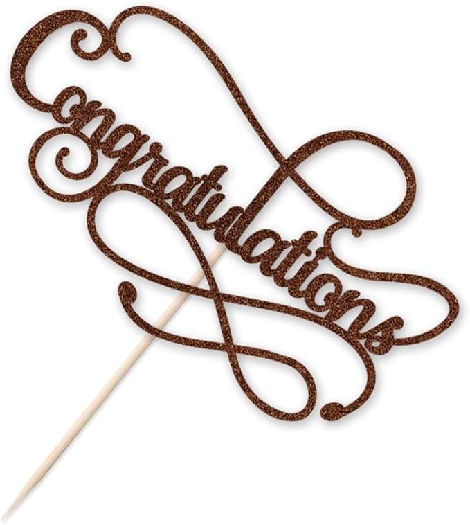 Congratulations Cake Topper,Congratulations 2026 Graduation Cake Topper,Graduation, Wedding, Retirement, Birthday, Anniversary, Celebration Party Decorations Supplies (Brown)