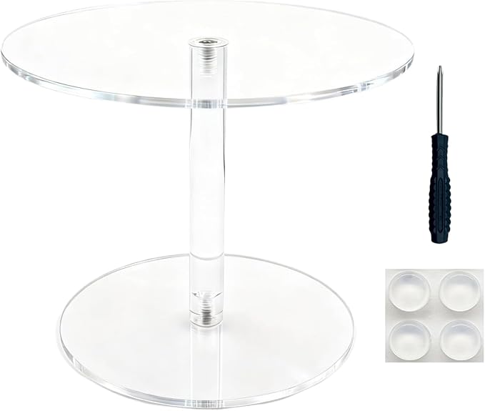 Acrylic Cake Stand for Dessert Table, 7.8 Inch Clear Round Cupcake Stand Display Riser for Birthday Party Wedding Event, Pastry Candy Pizza Display (Small)