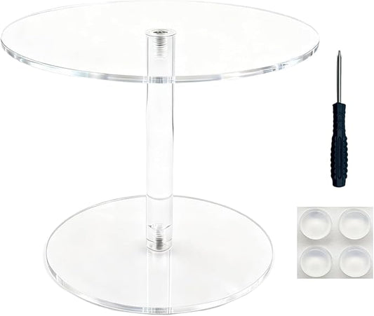 Acrylic Cake Stand for Dessert Table, 7.8 Inch Clear Round Cupcake Stand Display Riser for Birthday Party Wedding Event, Pastry Candy Pizza Display (Small)