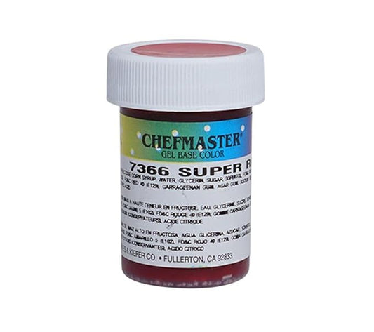 Chefmaster Super Red Gel Food Coloring | Vibrant Color | Professional-Grade Dye for Icing, Frosting, Fondant | Baking & Decorating | Fade-Resistant | Easy-to-Use | Made in USA | 1 oz