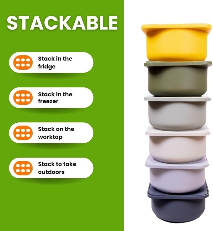 Babadoh Pizza Making Accessories | Pizza Dough Proofing Containers with Lids | Set of 6 | Multi Bright (2 Berry, 2 Orange, 2 Lime) | Original Size (make 12" Pizzas)