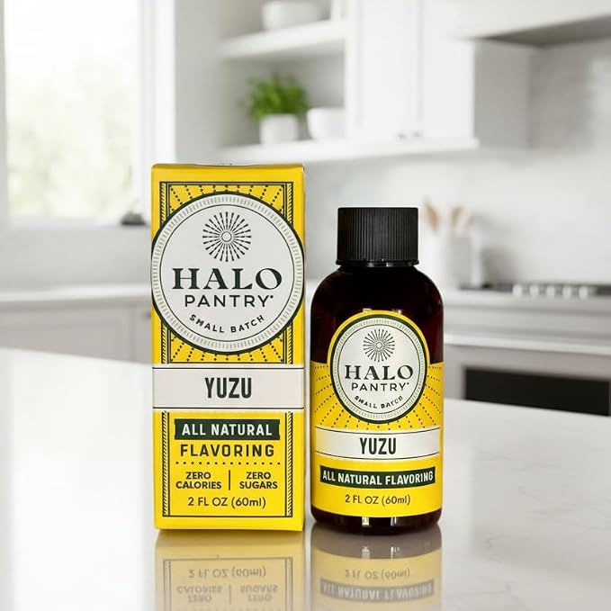 Natural YUZU Flavoring Extract by HALO PANTRY (2oz bottle) | Water-Soluble, Dye-Free/Colorless, Gluten-Free, Dairy Free, Zero Sugars, NO Sweeteners, NO Calories | Perfect for customizing ANY baking, candy, dessert or drink recipes