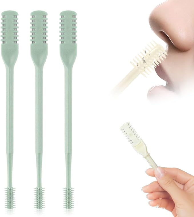 3PCS Nasal Hair Cutter Portable Travel Essentials,2026 Manual 360° Rotating Nostril Hair Removal Tools Double Sided Nose Hair Blade,Nose Hair Cutter for Women Men (Green, 3 Pack)