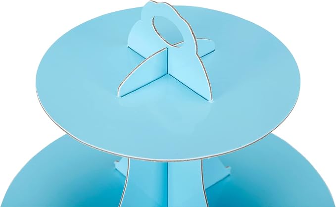 YLDW Cupcake Stand 2Pcs, 3-Tier Cupcake Stand Display, Cardboard Cup Cake Tower Stand, Disposable Dessert Stand for Birthday Tea Party Baby Shower Treat Decorations, Baby Blue