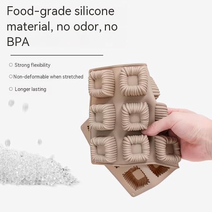Cube Cake Silicone Mold - 1.6" x 1.6" x 0.8" 15-Cavity 3D Square Mini Mousse Cake Baking Mold, French Dessert Molds for Chocolate, Jello, Brownie Bites, Ice Cream Cube