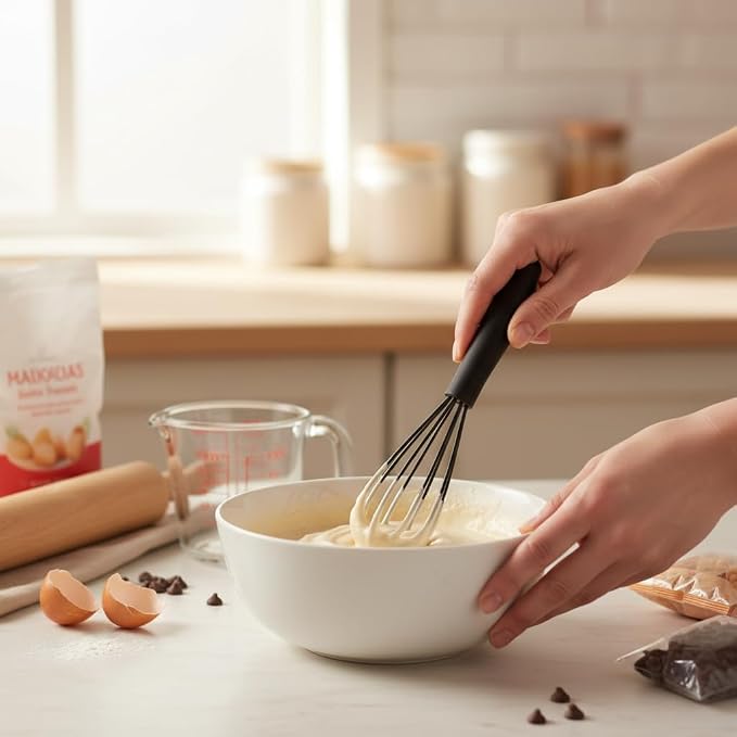 Mini Silicone Whisk, Egg Beater and Blender for Baking and Cooking, 6 Inch Compact Design, Dishwasher Kitchen Utensils