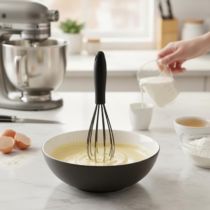 Mini Silicone Whisk, Egg Beater and Blender for Baking and Cooking, 6 Inch Compact Design, Dishwasher Kitchen Utensils