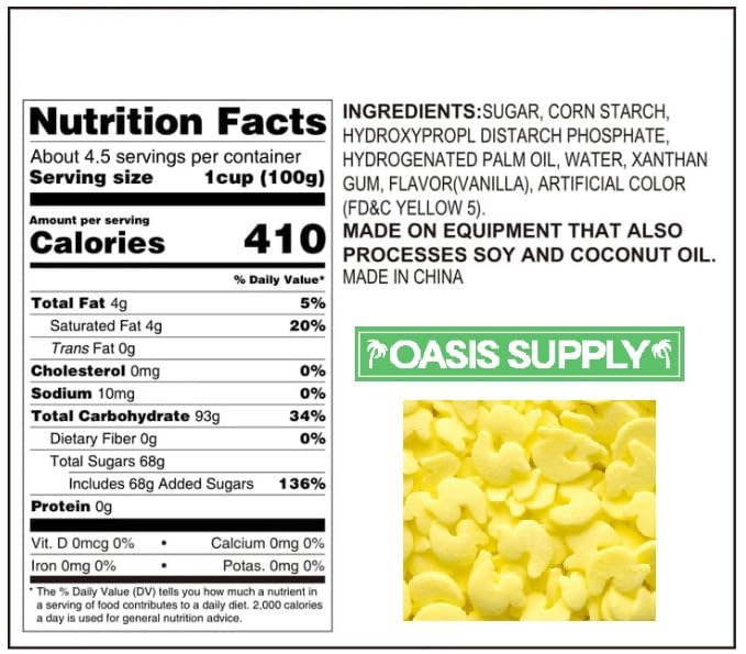 Oasis Supply Baby Shower Sprinkles & Sugar Shapes – Edible Decorations for Cakes, Cupcakes, and Cookies – Gender Reveal, Boy, Girl, and Neutral Party Baking Decorations - Yellow Rubber Ducks