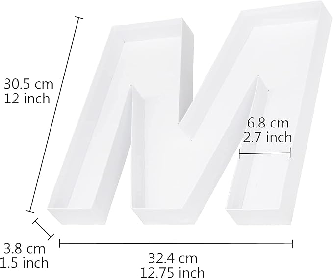 WENPACK 12.5" Cardboard Letter Shaped Mache Charcuterie Strawberries Fillable Sweets Decorative Box with Clear Lid (White, M)