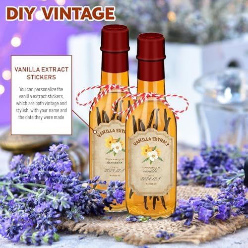 16 Pack Glass Vanilla Extract Bottles 5 oz with Lids, Vanilla Extract Labels, Shrink Band and Funnel, Glass Jar Vanilla Bottles for Syrup, Jars for Vanilla Extract