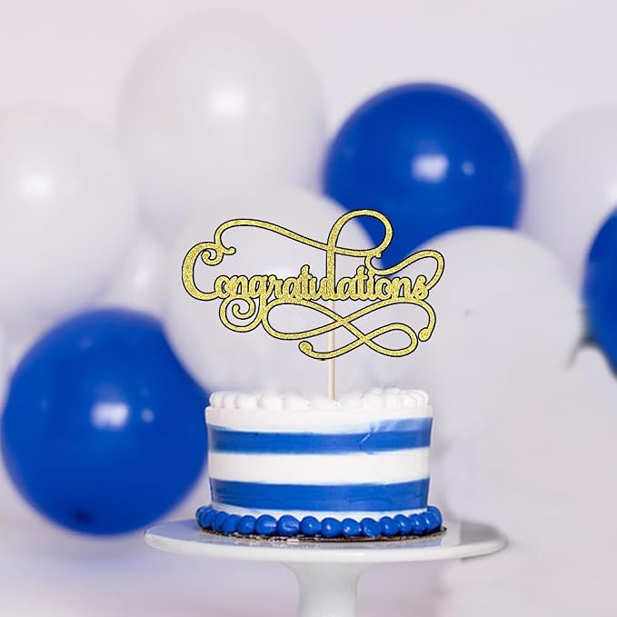Congratulations Cake Topper,Congratulations 2026 Graduation Cake Topper,Graduation, Wedding, Retirement, Birthday, Anniversary, Celebration Party Decorations Supplies (Black Gold)