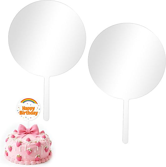 2 Pieces 6 Inch Acrylic Cake Topper Blank Round Clear DIY Birthday Cake Topper for Birthday Custom Wedding Festival Party