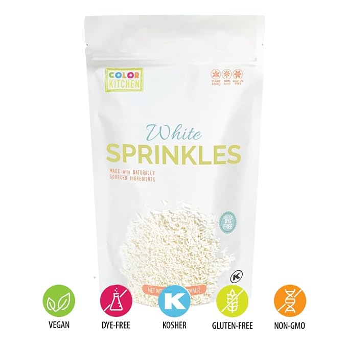 Color Kitchen White Cake Sprinkles, Natural Baking Decorations for Cookies and Ice Cream, Artificial Dye Free, Plant Based, Gluten Free, Non GMO, Soy Free, Kosher, No Hydrogenated Oils, 2 lbs