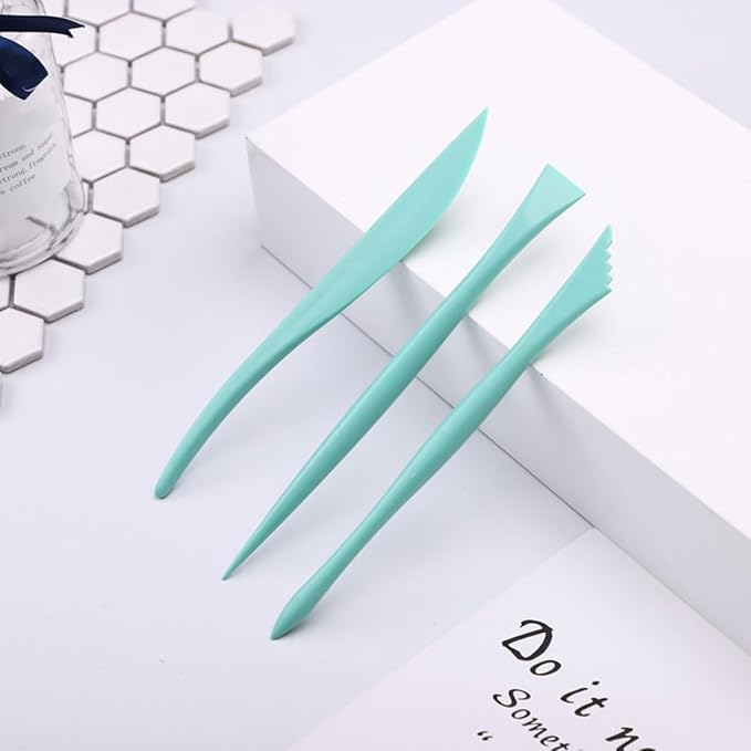 OSALADI Fondant Modeling Set 6pcs Plastic Cake Sculpting and Carving Tools for Baking and Cake Decorating, Green DIY Fondant Curving Tool Kit for Home Bakers