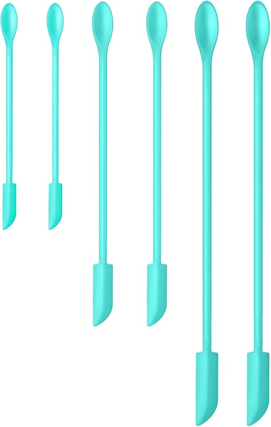 Silicone Spatula Set (6Pcs) - Mini Scraper Tool for Beauty & Food - Reach Every Last Drop, Multi-Size Spatulas for Makeup Jars, Lotion Bottles & Kitchen Containers (Blue)