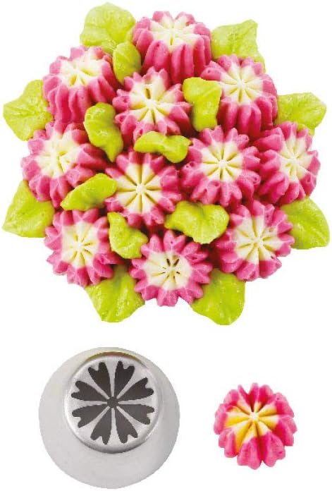 11 Pieces Stainless Steel Icing Tips Set, 8 Medium Russian Tulip Pastry Cupcake Dessert Piping Nozzle,1 Cleaning Brush,1 Ruffle Tip,1 Small Leaf Icing Tip for Cake Decorations