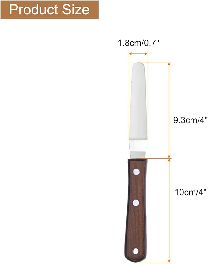 uxcell Icing Spatula with 4 Inch Stainless Steel Bent Blade Cake Angled Scraper Offset Frosting Spatula with Wood Handle for Cake Decorating, Smoothing Frosting, Baking, Wood Color