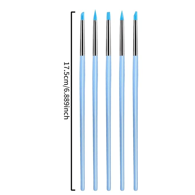 5Pcs Silicone Sculpting Tools, Blue Clay Sculpting Tools, Multi-Shape Silicone Brushes, Pottery Modeling Tools for Polymer Clay, Ceramics, Nail Art, Fondant & Craft DIY