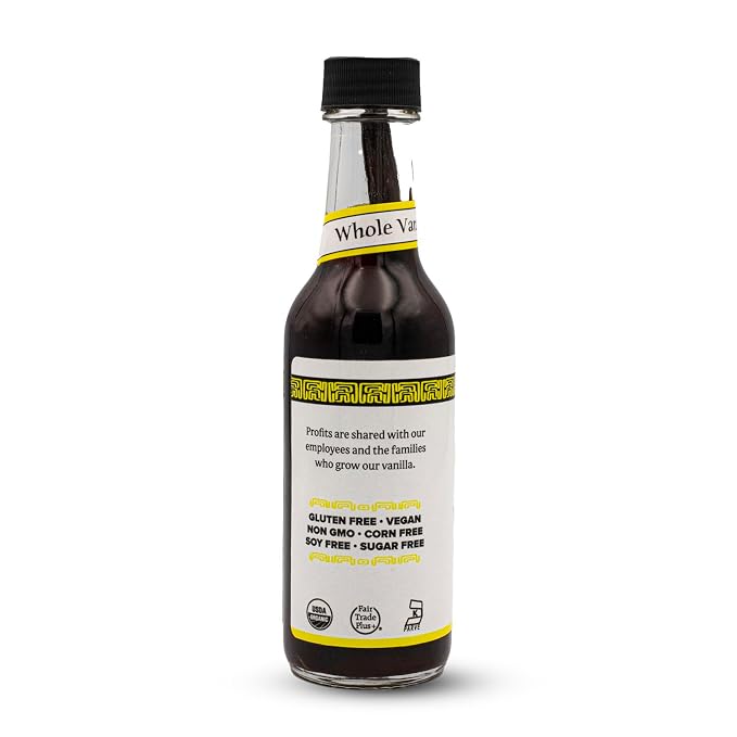 Singing Dog Vanilla Organic Pure Vanilla Extract, 5 fl oz - Whole Vanilla Bean Inside, USDA Organic - Non-GMO, Gluten-Free, Kosher Pareve, Vegan