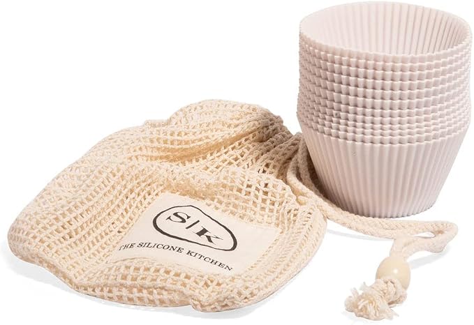 The Silicone Kitchen Reusable Silicone Baking Cups, Non-Toxic, BPA Free, Dishwasher Safe, Jumbo, 12 Pack, Designer White