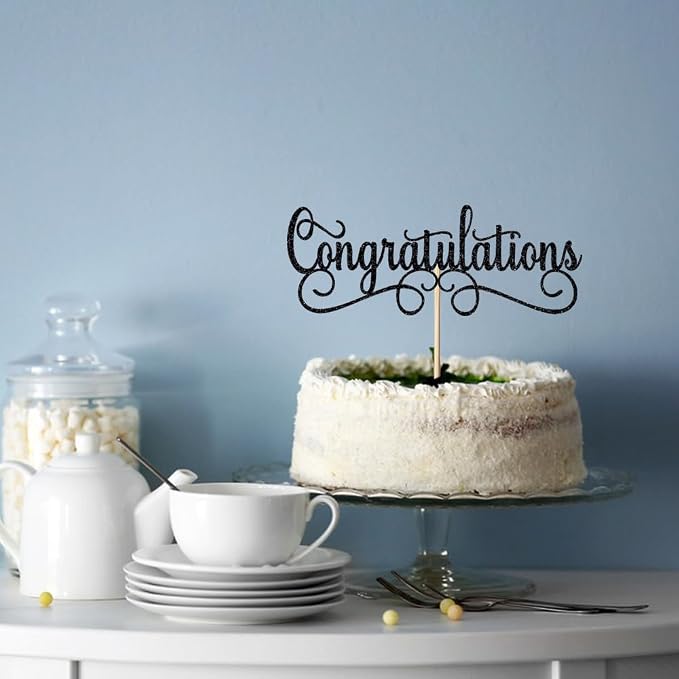 Congratulations Cake Topper, Class of 2026 Cake Topper, Congrats Grad Party Decorations Supplies, High School Graduation/College Graduate Party Decoration Supplies (Black)