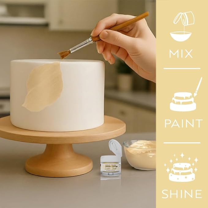 Luster Dust - Gold Pearl (4g 1x Jar) | Edible Vegan Dust & Paint for Cake Decorating, Ice Cream, Desserts, Cocktails and Beverages by Bakell