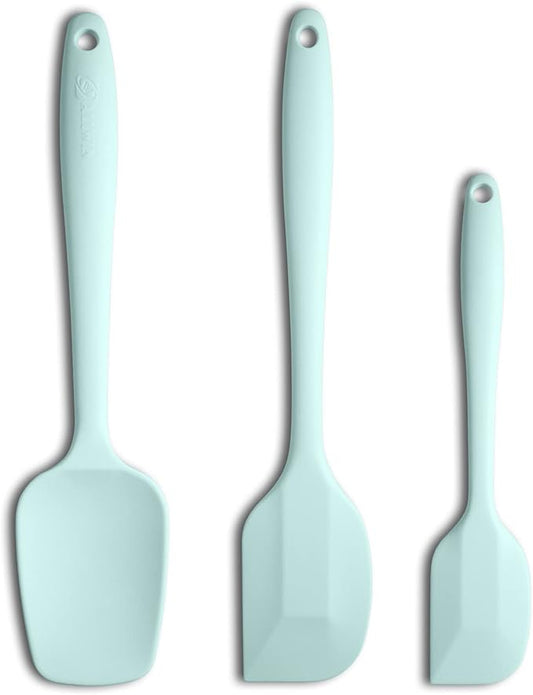 Silicone Spatula 3‑Piece Set Heat Resistant 600°F Non‑Stick Rubber Spatulas with Stainless Steel Core ALLWIN HOUSEWARE Large Spatula, Spoonula & Mini Spatula for Cooking & Baking, Macaron Navy