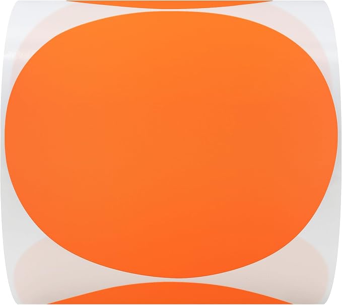 Hybsk Round Color Coding Circle Dots Labels Warehouse Inventory Organizer Stickers (4 inch, Fluorescent Orange)