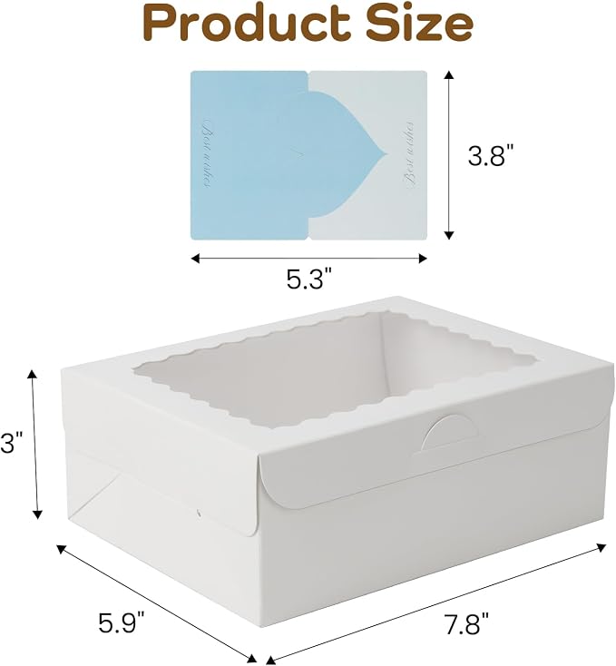 12pcs Mini Window Cookie Boxes, 8x6x3 Inches, Yellow, Collapsible, Food Grade Paper, 2.25L Capacity, Perfect for Cookies, Cake, Pastries, Muffins, Donuts, Cupcakes, Bread, Take-Out