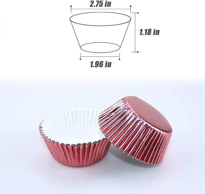 Rose Gold Cupcake Liners,GOLF 100Pcs Standard Size Rose Gold Foil Cupcake Liners Wrappers Metallic Baking Cups,Muffin Paper Cases