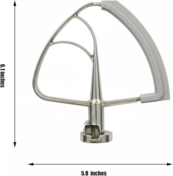 Stainless steel Paddle Flex Edge Beater for KitchenAid Tilt-Head Stand Mixer,for 4.5-5 Quart Flat Beater Attachment with Silicone Edges Bowl Scraper